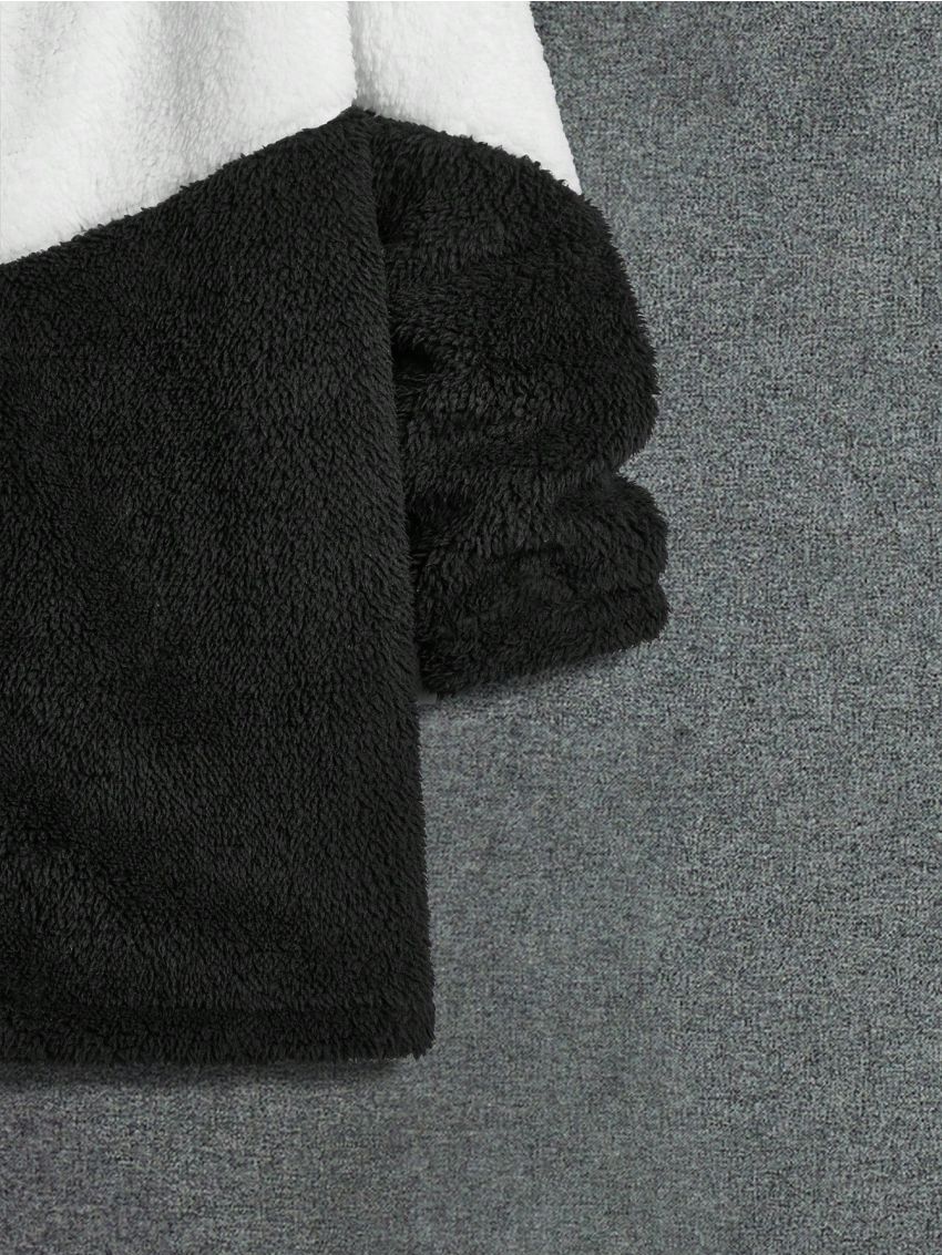 SHEIN Tween Boys' Color Block Hoodies Plush Jacket