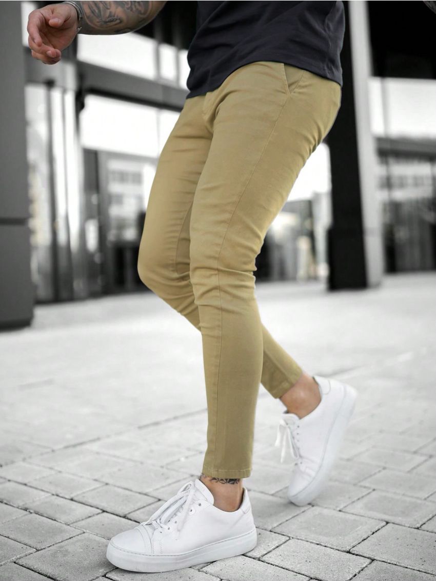 Manfinity Homme Men's Fashionable Slim Fit Tapered Pants