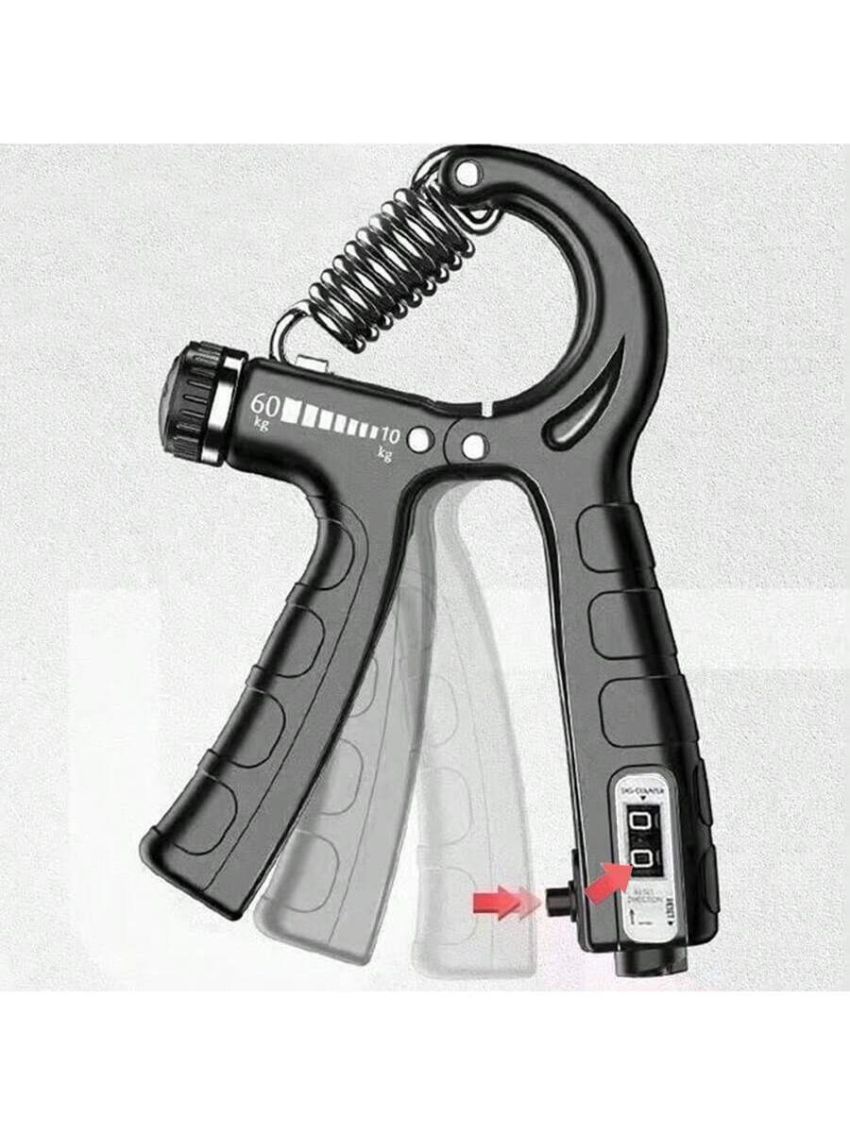 1pc stainless steel black Adjustable(5-60kg) Hand Grip Strength Trainer - Improve Hand Strength and Endurance with Non-Slip Grips and Adjustable Resistance