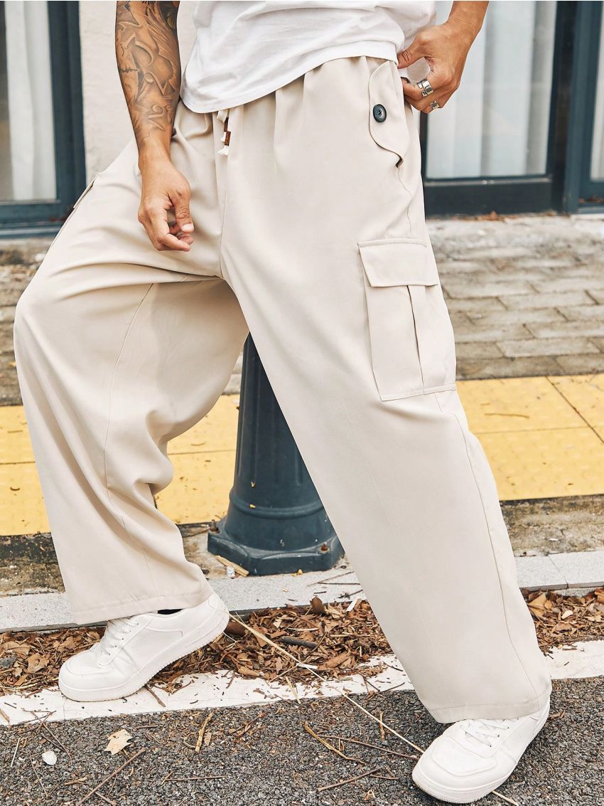 Extended Sizes Men's Plus Size Drawstring Waist Work Pants