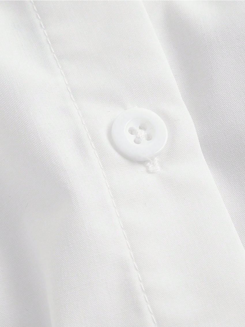 SHEIN MOD Solid Knot Hem Crop Shirt