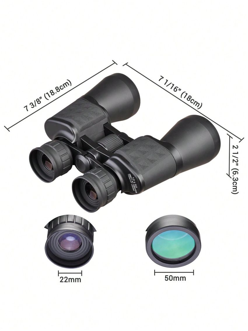 HD Waterproof 10-22x50 Zoom Binoculars BAK-7 Porro Prism Wide Angle Compact Telescope Day Vision Black