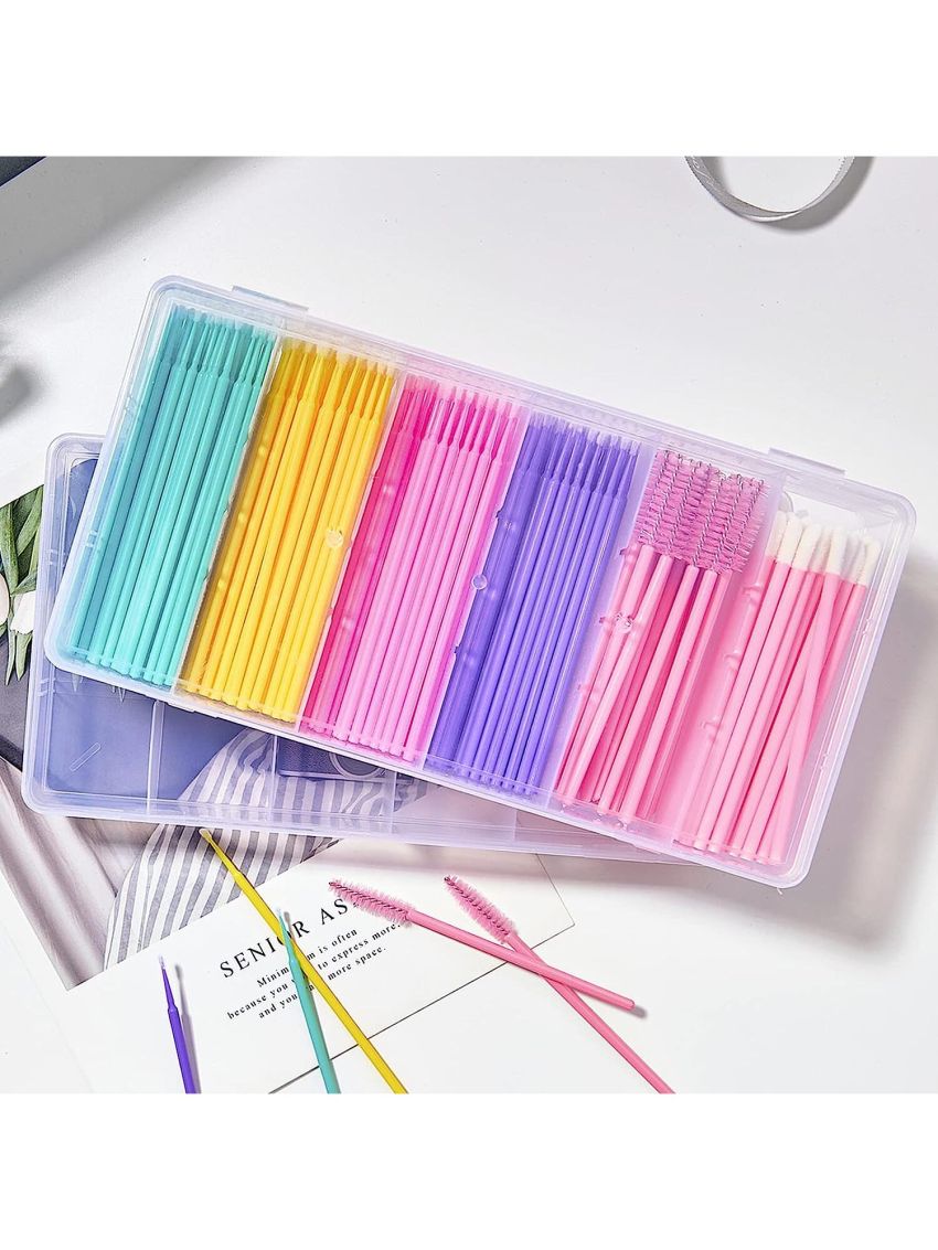 1pc Mascara Brush Organizer Case With 6 Transparent Plastic Slots And Lids, For Disposable Mascara, Lip Brush, Mini Swab And Makeup Applicators Storage