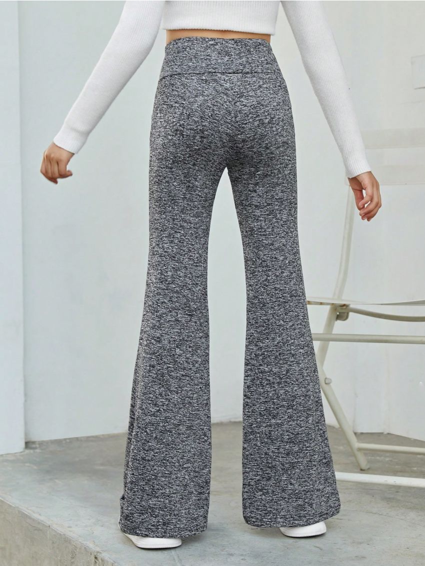 SHEIN Kids EVRYDAY Girls' Knit Solid Color Flared Pants, Comfortable Leisure Trousers