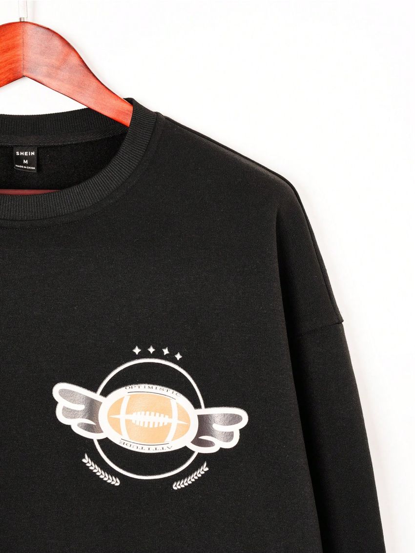 Manfinity Hypemode Men's Letter Pattern Oversized Sweatshirt