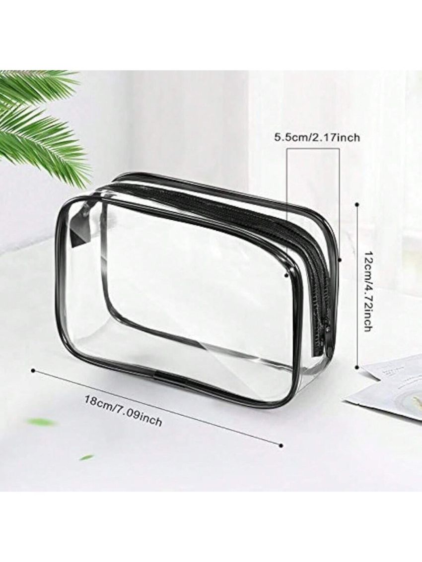 12 Pieces Clear Cosmetics Bag PVC Zippered Clear Toiletry Carry Pouch Portable Cosmetic Makeup Bag Waterproof Makeup Bag Vinyl Plastic Organizer Case for Vacation, Bathroom and Organizing