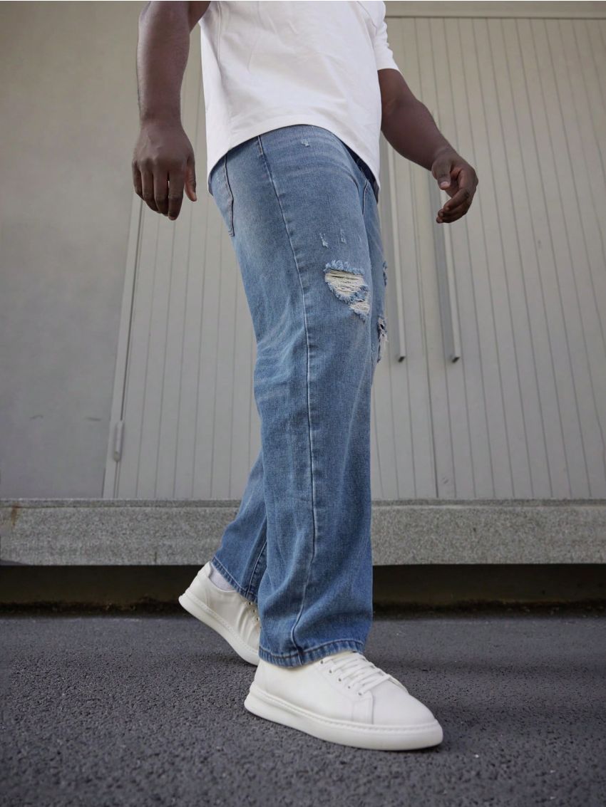 Manfinity Sporsity Men's Plus Size Ripped Straight Jeans