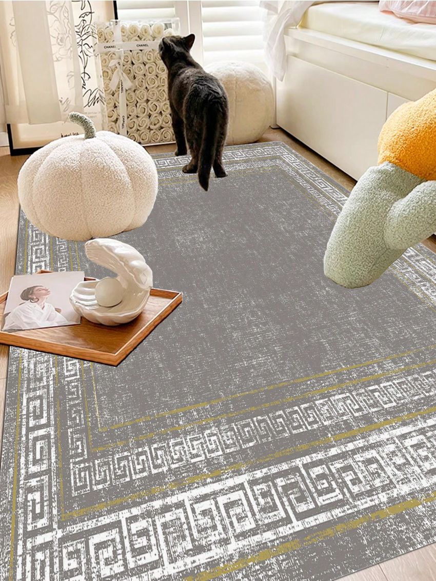 1pc Nordic Classical Style Soft Geometric Pattern Printed Carpet For Home Decoration, Living Room, Sofa, Table, Bathroom, Bedroom, Elegant Lady's Room Area Rug
