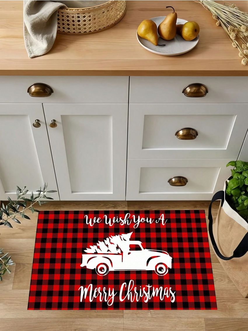 SHEIN Christmas-themed Waterproof & Non-slip Living Room & Kitchen Carpets For Peaceful Night Decor