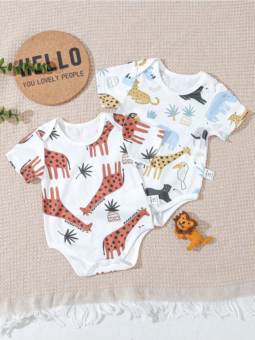 Baby Boy 2pcs Summer Cute Printed Bodysuit