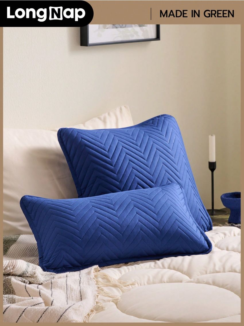LongNap™ 1pc Supersoft Zigzag Microfiber Quilted Cushion Cover, Throw Pillowcase Without Filler, Sofa Cushion Cover, Cloud-Like Feel Room Decor