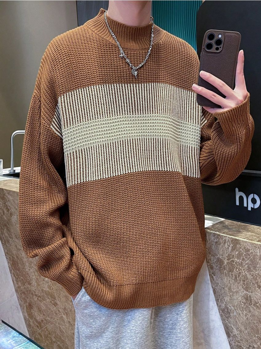 Manfinity Hypemode Men'S Round Neck Drop Shoulder Long Sleeve Sweater