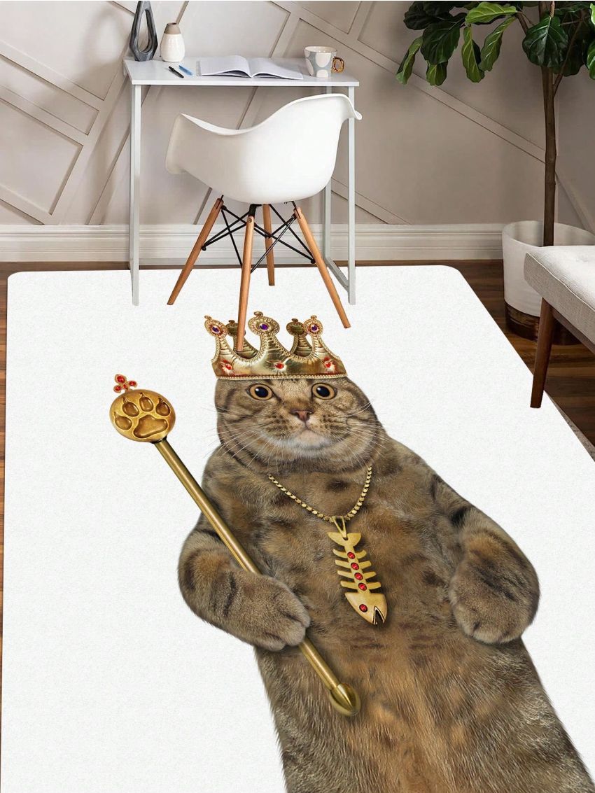 1pc Nordic Style Simple Home Decoration Outdoor Balcony Soft Carpet Lovely Cat Printed Rug For Living Room, Sofa, Coffee Table, Bedroom, Bathroom Floor, Boys' Girls' Room Area Rugs