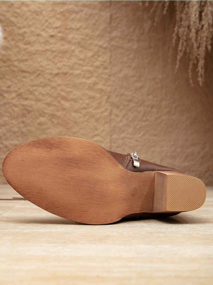 Styleloop Embroidered & Tassel Decor Side Zipper Chunky Heeled Western Boots