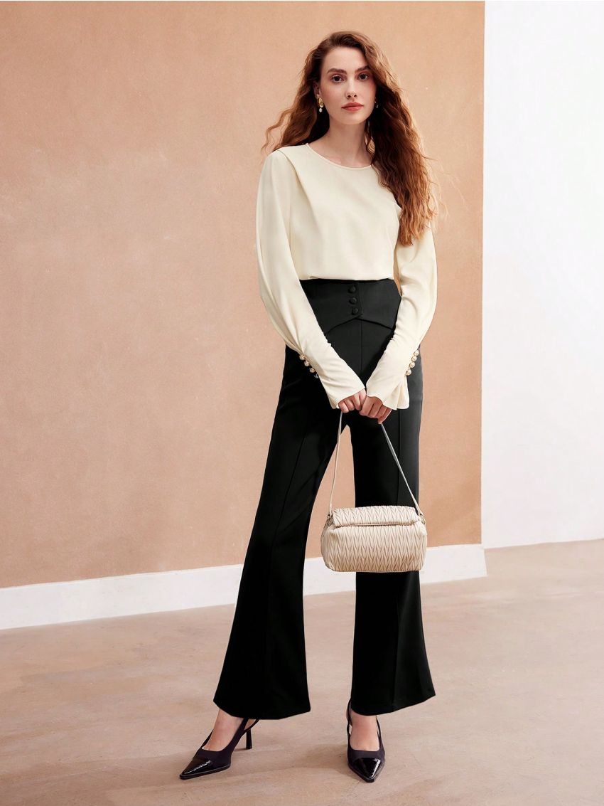 MOTF PREMIUM WOMEN'S KNIT DECORATIVE LONG SLEEVE SHIRT