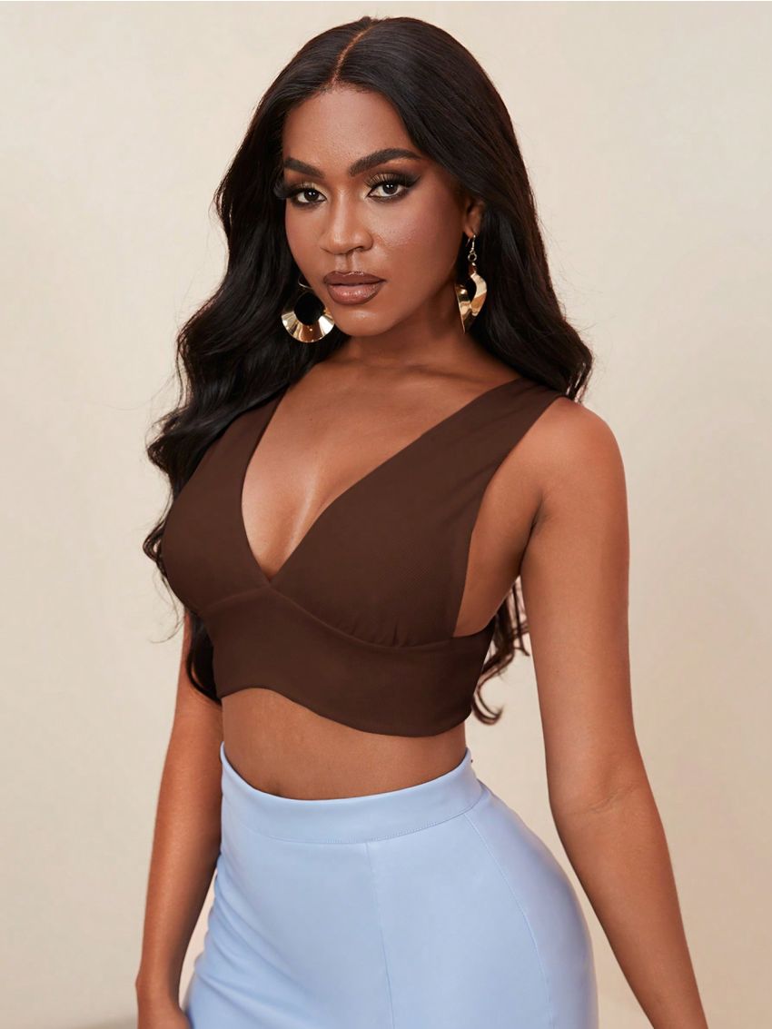 SHEIN Slayr Solid Crop Wide Strap Top