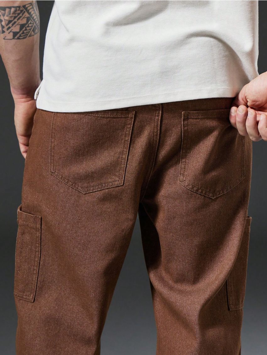 Men Plus Flap Pocket Side Cargo Jeans