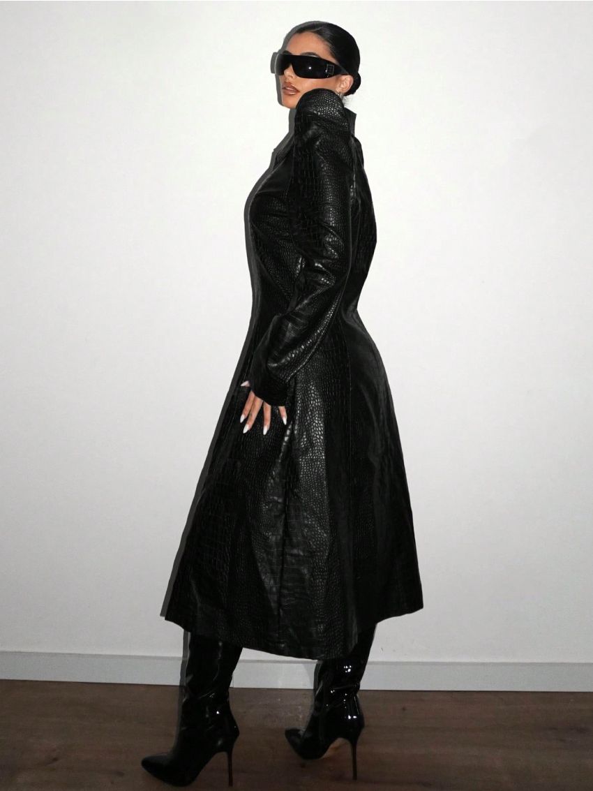 SHEIN ICON Zip Up PU Leather Coat