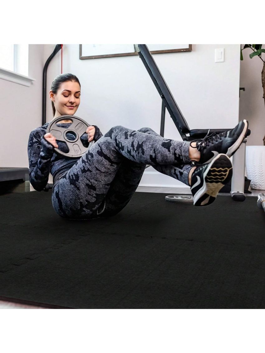 SUPERJARE 0.56“ Thick Exercise Equipment Mats, 12 Tiles EVA Foam Mats with Rubber Top