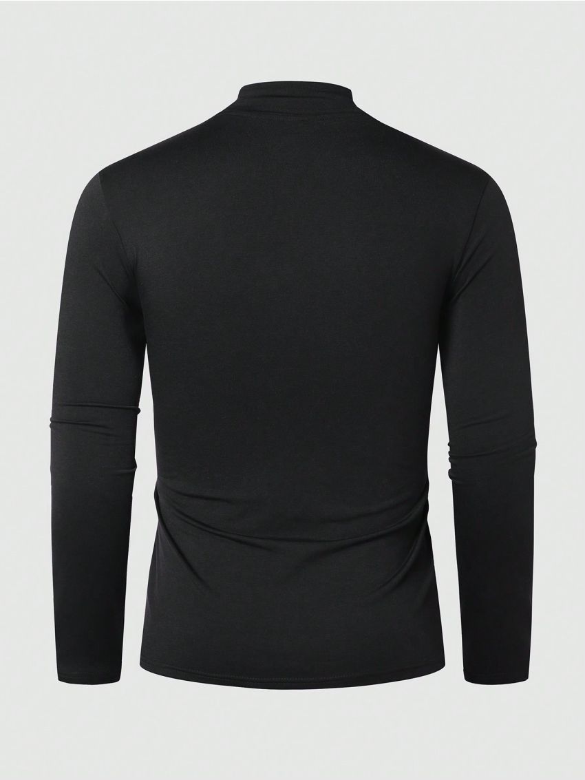 Manfinity Men Mock Neck Solid Tee