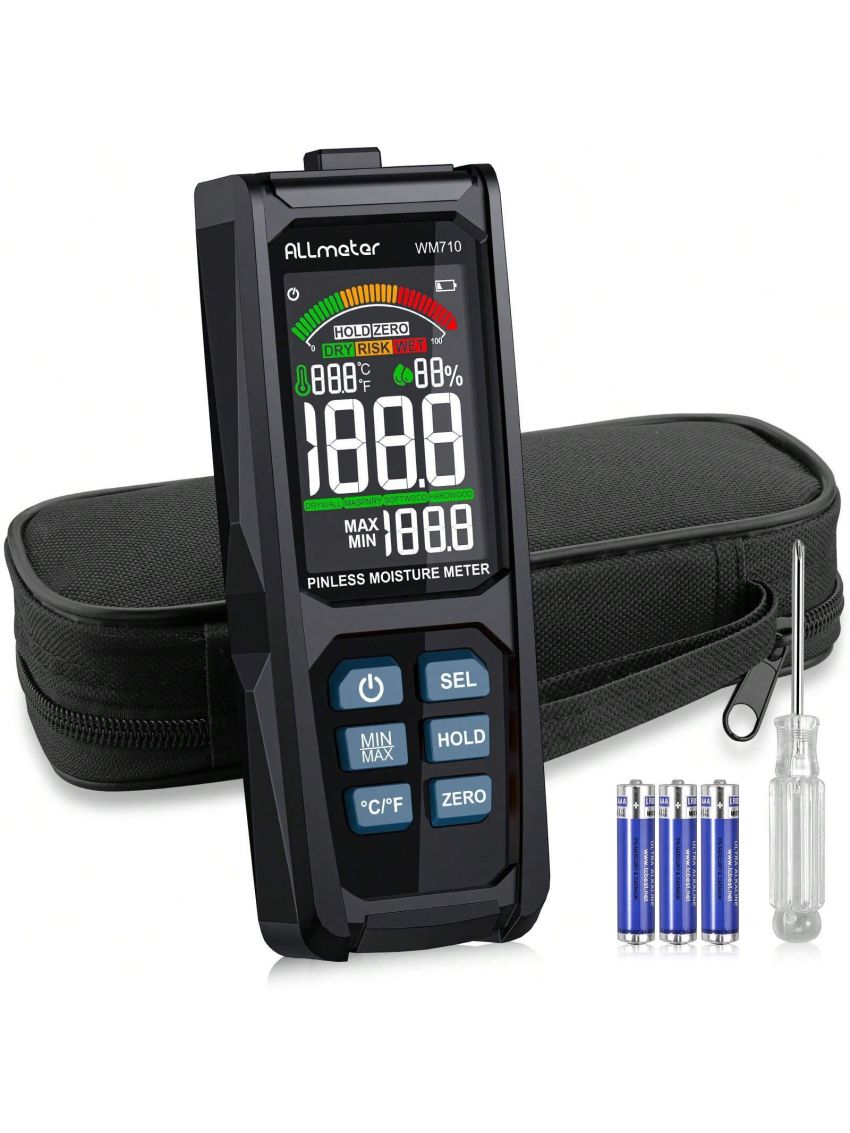 Take to Moisture Meter 20-40mm Analysis Depth with Colour LCD Alarm Function Hold Function Moisture Meter for Walls, Wood, Masonry, Concrete, Plaster, Building Materials