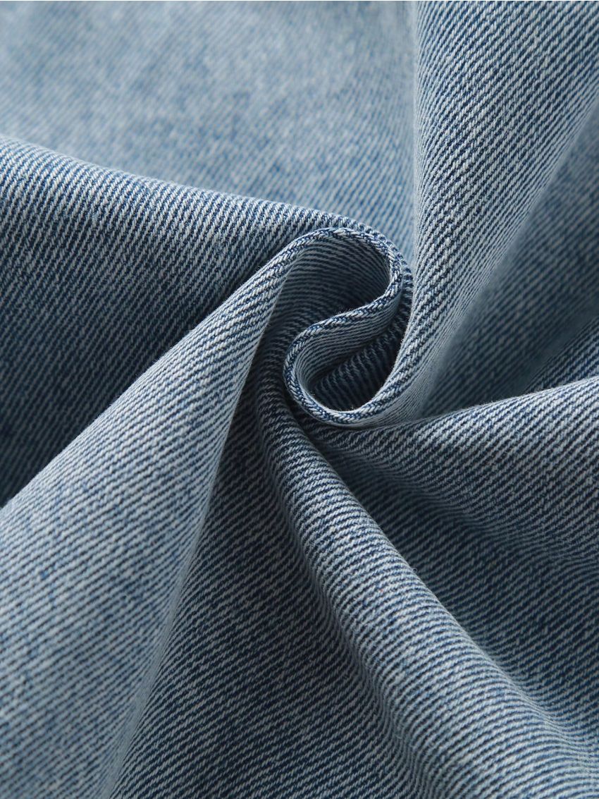 Teen Girls' Casual Basic Short Denim Biker Jacket For Daily Wear