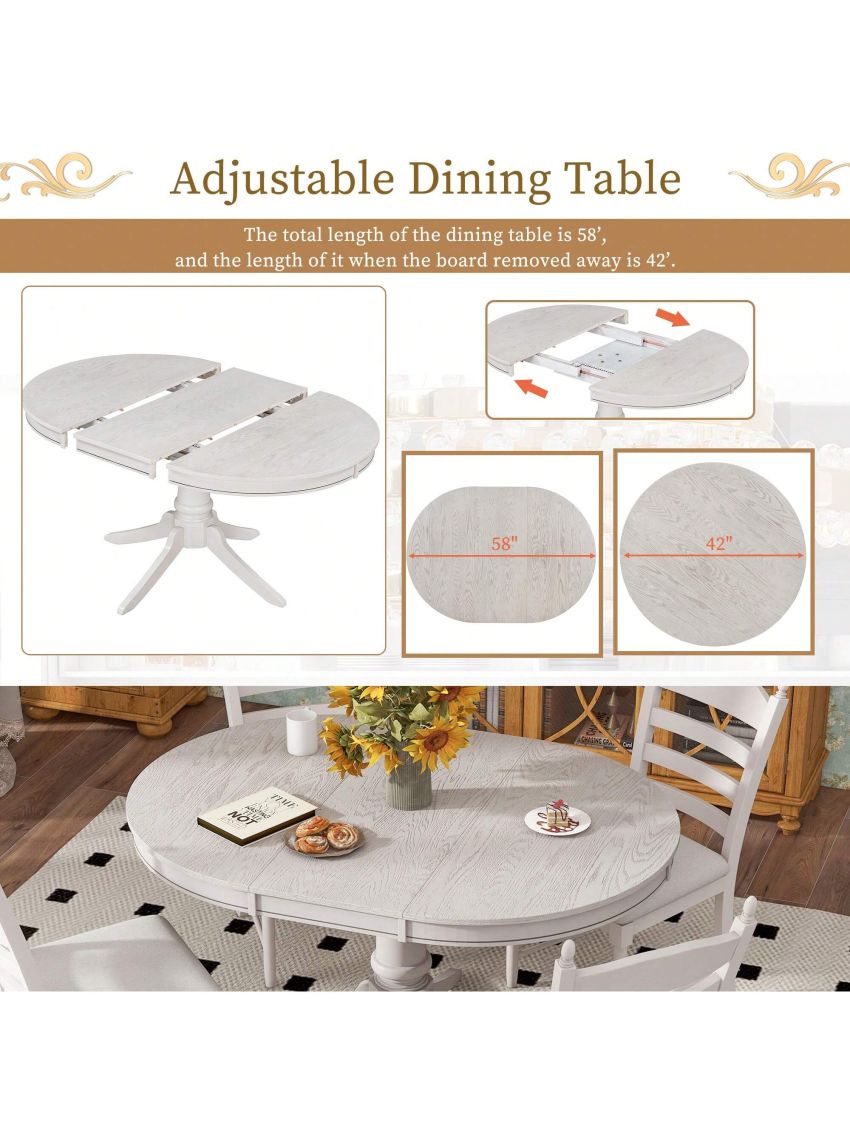 Nestfair 5-Piece Round Dining Table with 4-Chairs