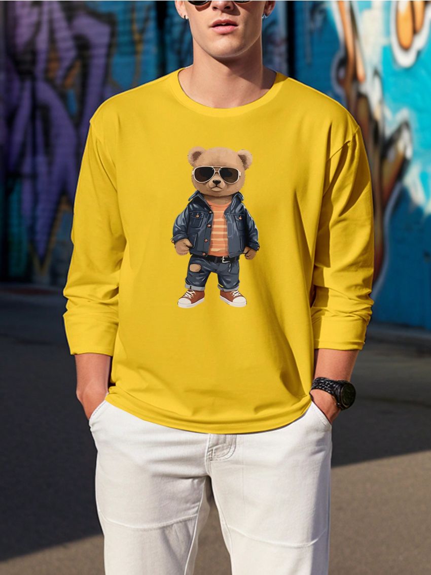 Manfinity Hypemode Men's Plus Size Cartoon Printed Long Sleeve T-shirt