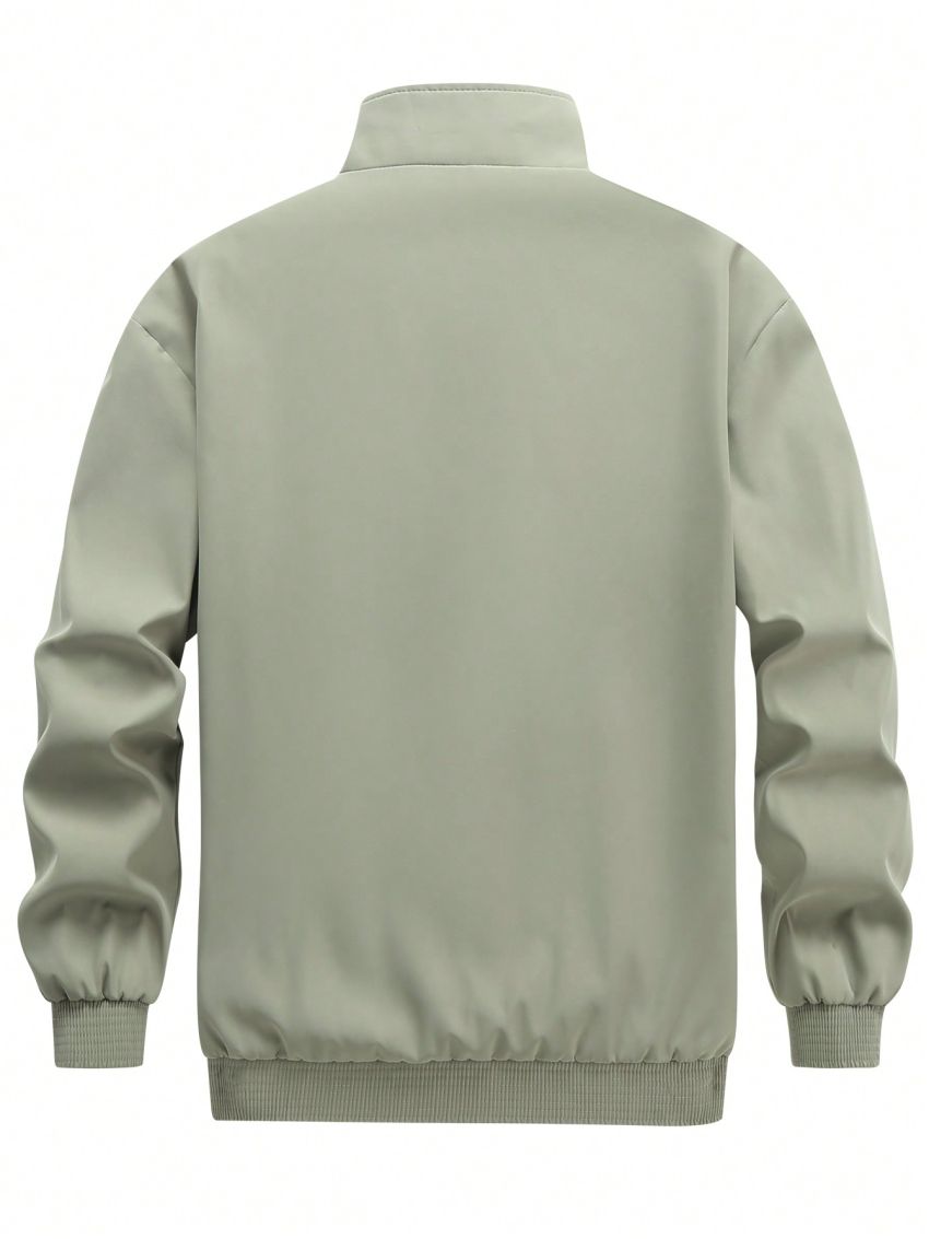 Manfinity Homme Men's Solid Color Stand Collar Jacket