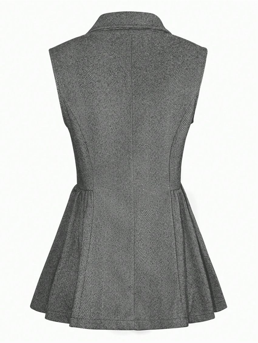 SHEIN LUNE Plus Size Women'S Herringbone V-Neck Vest