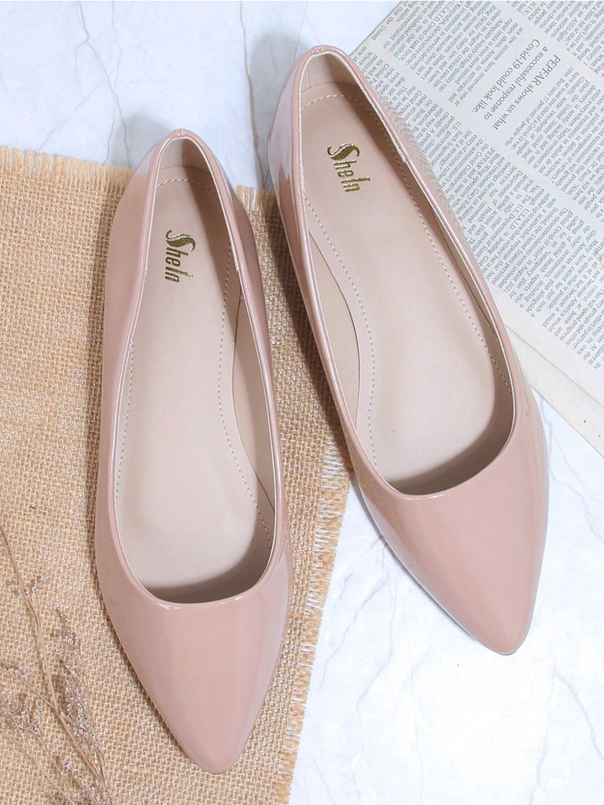 Vegan Leather Pointed Toe Ballet Flats
