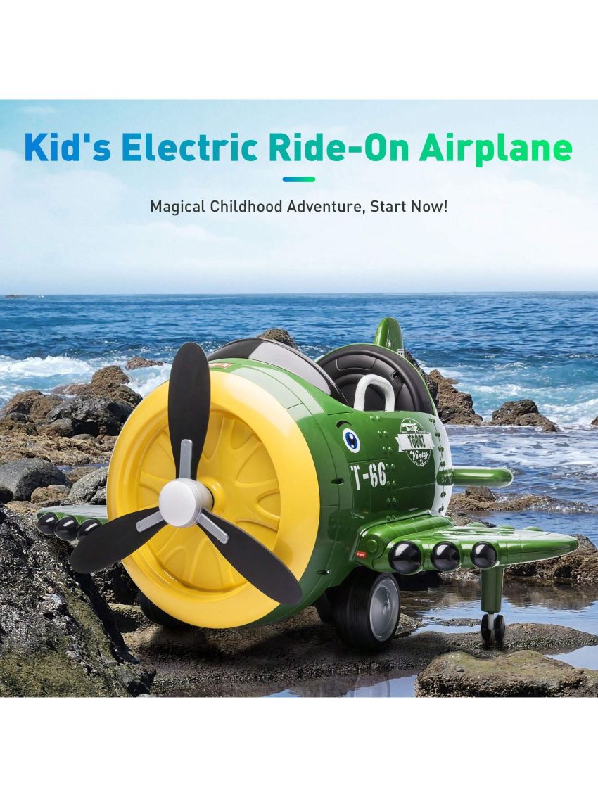 12-Volt Kids Electric Ride on Car Toy Airplane with Remote Control & USB