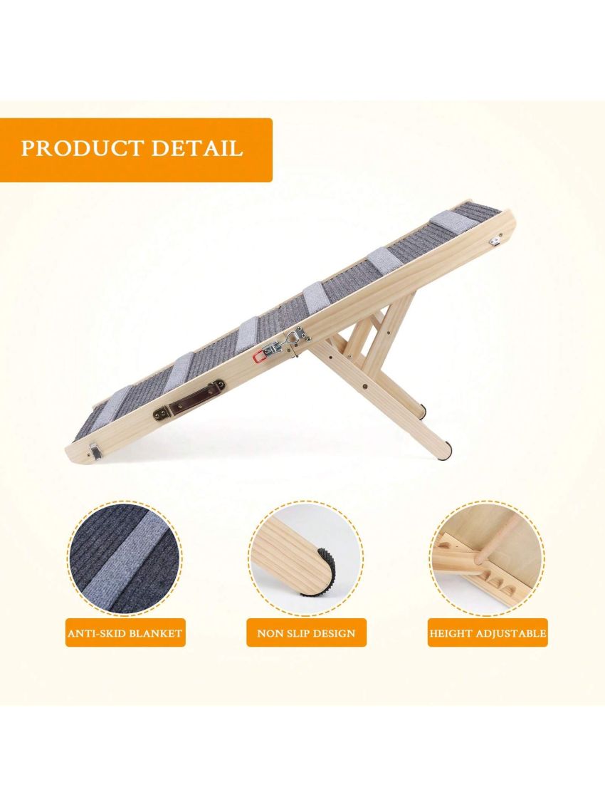 Adjustable Dog Ramp, Folding Pet Ramp, Dog Stairs, Cat Ramp, Portable Dog Steps Suitable, 43.3