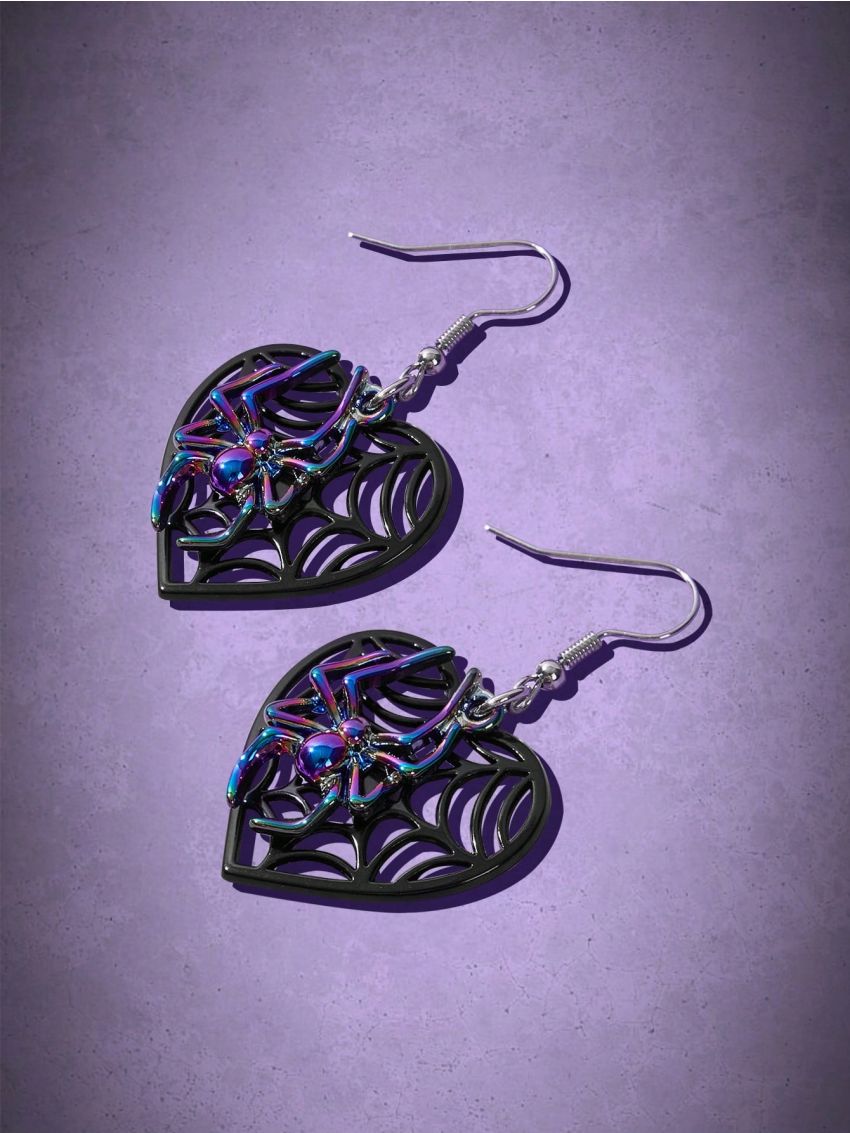 ROMWE Goth 2pcs Heart Drop Earrings