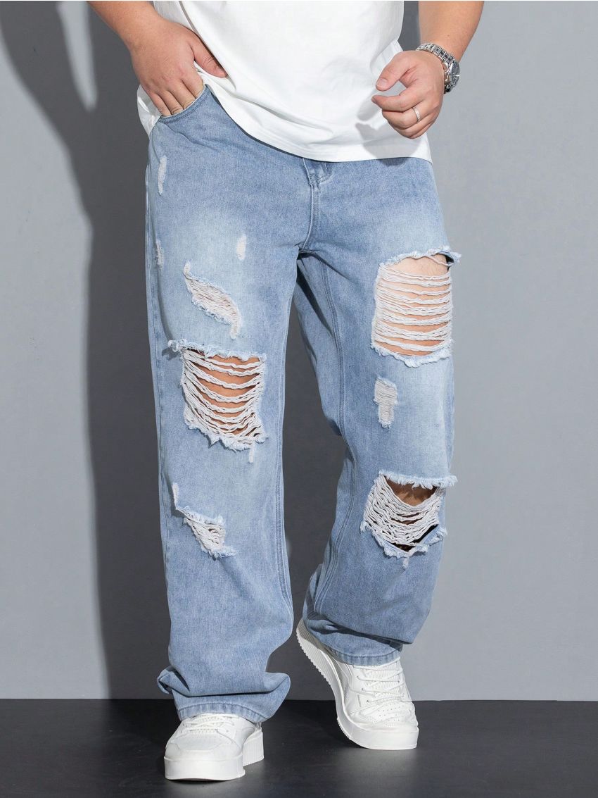Men's Distressed Straight Leg Jeans