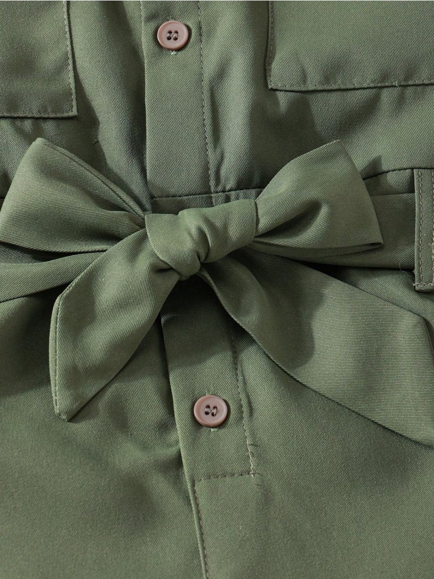 SHEIN Kids EVRYDAY Boys' Short Sleeve Belted Shirt Jumpsuit