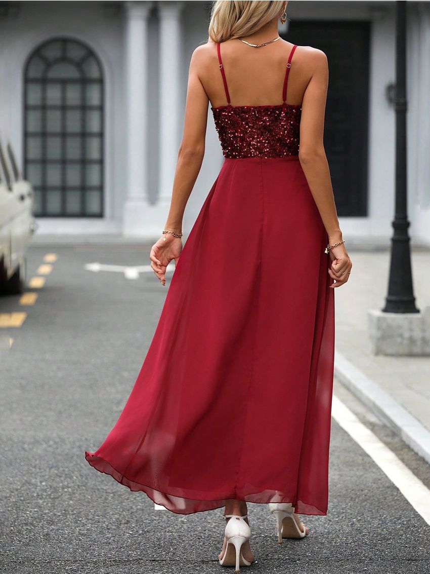 Contrast Sequin Cami Dress