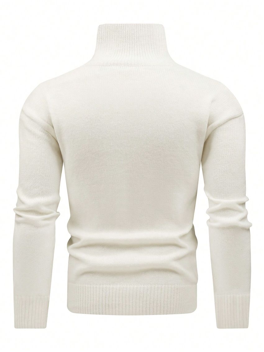 Men's Solid Stand Collar Cardigan With Front Button Closure