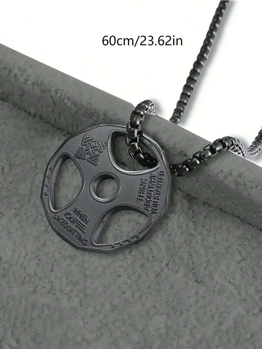 1pc Stainless Steel Dumbbell Exercise Men's Necklace
