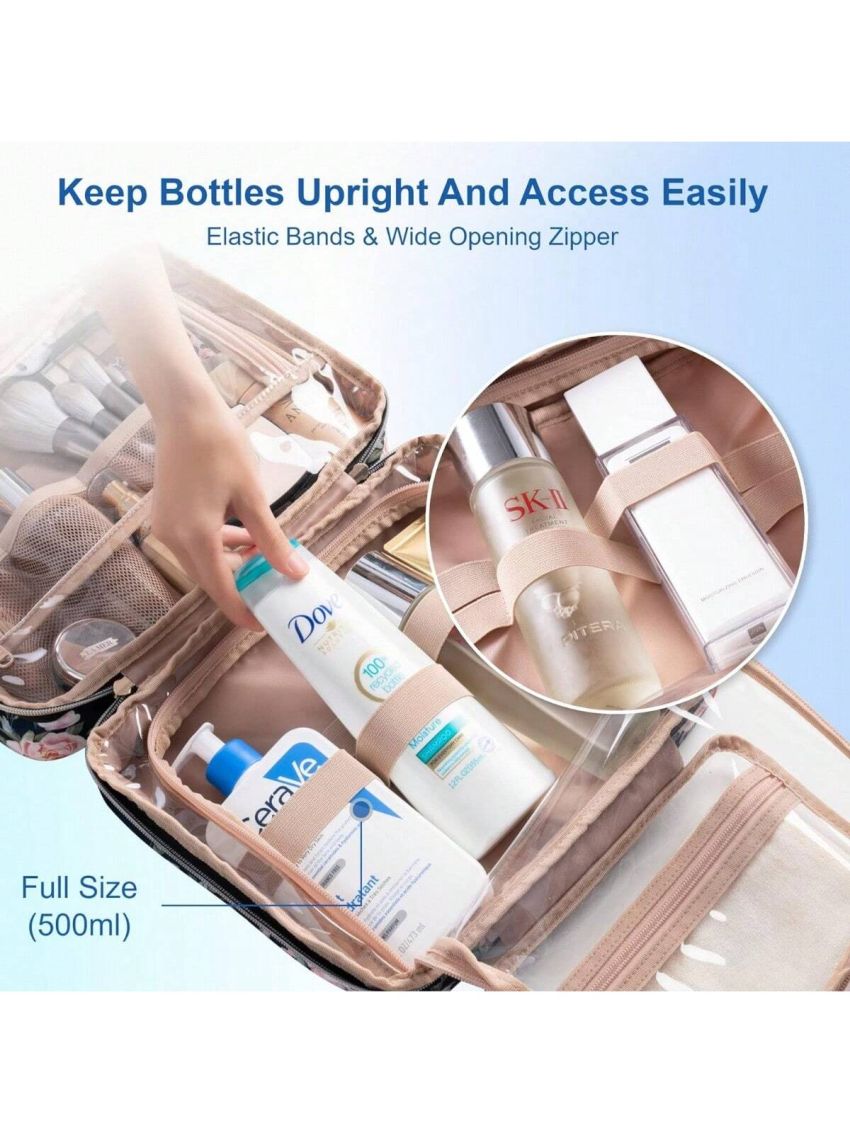 Hanging Travel Toiletry Bag for Women Traveling With Leakproof Compartment Makeup Cosmetic Organizer Kit Travel Accessories Essentials Must Have