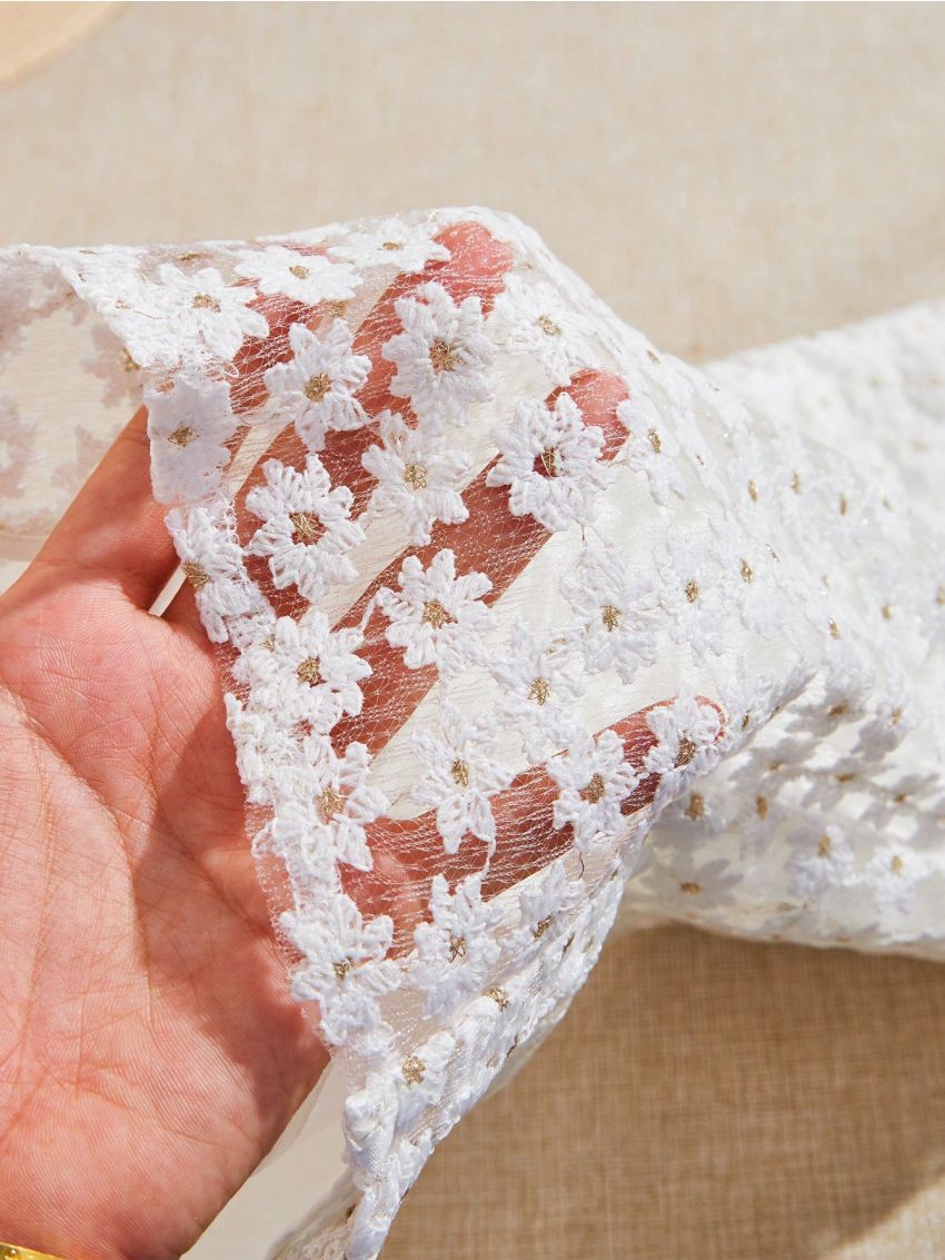 SHEIN Kids Nujoom Embroidered Flowers Wide Leg Pant