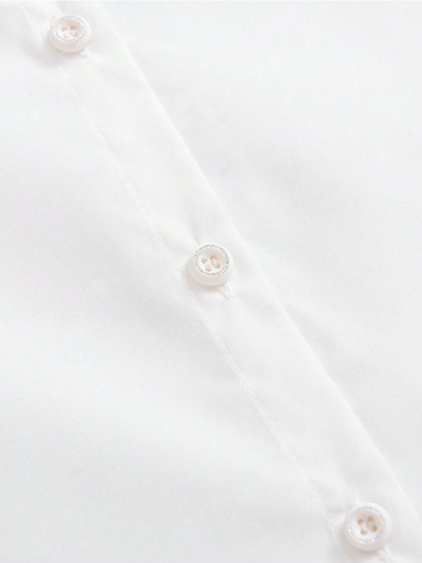 Tween Girls' Peter Pan Collar Shirt With Eyelet Embroidery And Bell Sleeves