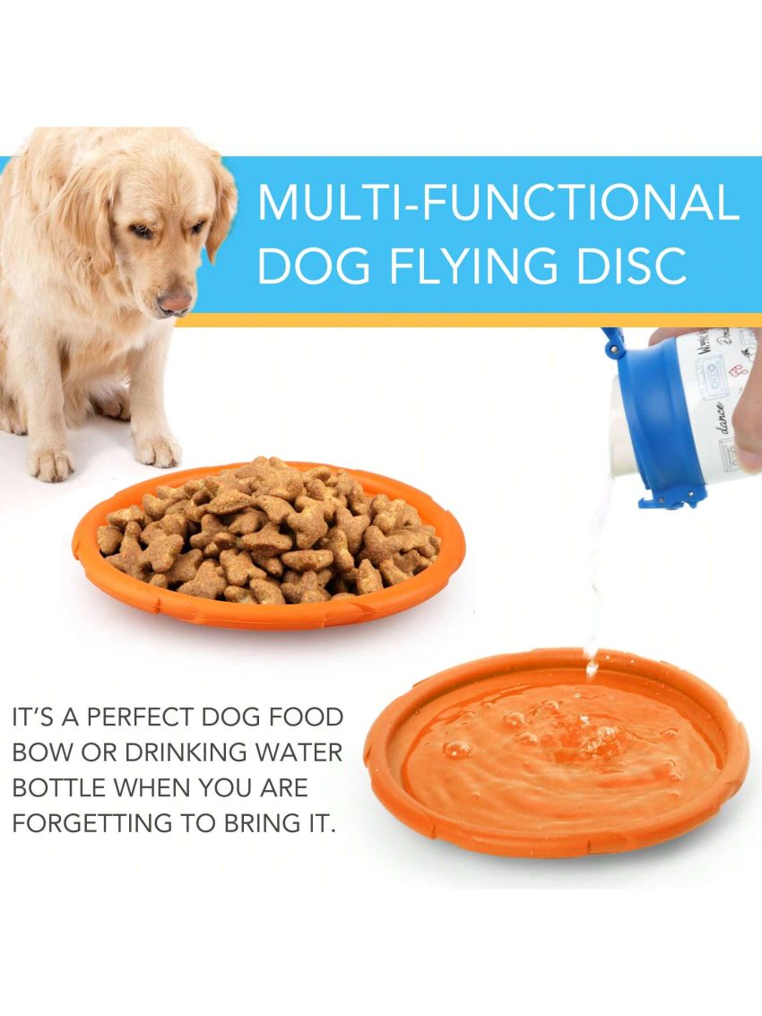 Dog Frisbees, 2 Pack, 7 Inch Dog Flying Disc, Durable Dog Toys, Nature Rubber Floating Flying Saucer for Water Pool Beach, Orange and Green