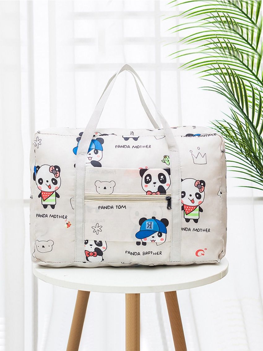 1pc Cartoon Graphic Travel Storage Bag, Portable Large Cute Clothing Packing Bag For Travel