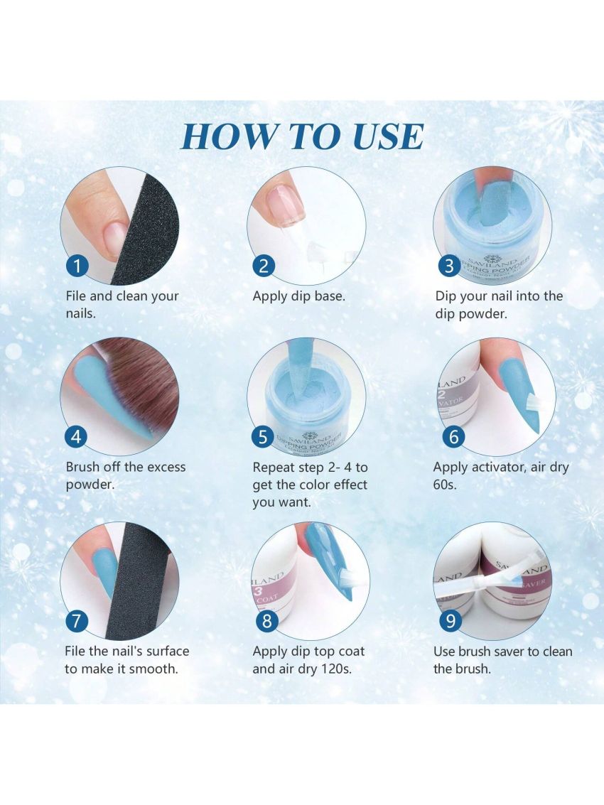 Saviland 39pcs Dip Powder Nail Kit - 30 Colors Dip Powder Set Nail Dip Powder Kit with 4*15ml Dip Liquid Set Base & Top Coat Activator Brush Saver Nail Art Tools for French Manicure Nail Salon DIY at Home