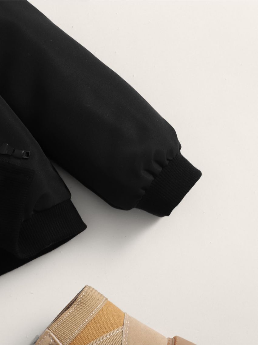 SHEIN Baby Teddy Lined Zip Up Bomber Jacket