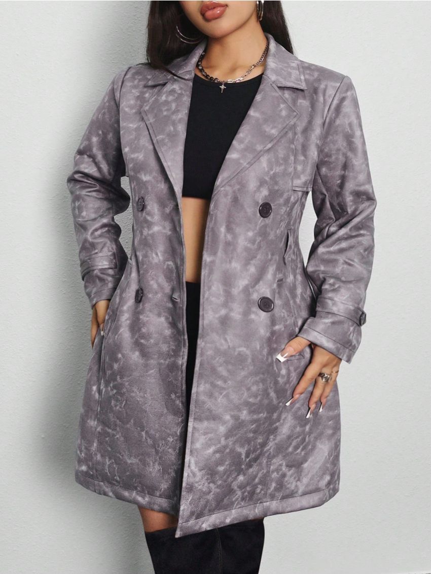 SHEIN SXY Women'S Belted Trench Coat With Double Breasted Closure