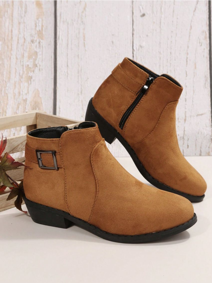 Autumn And Winter Matte Suede Ankle Chelsea Boots With Round Toe