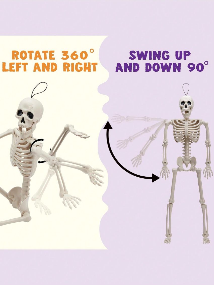 JOYIN 10 PCS 16 Inches Halloween Hanging Skeletons Full Body Skeletons Realistic Human Plastic Bones with Posable Joints for Halloween Indoor Outdoor Party Decor, Graveyard Decorations