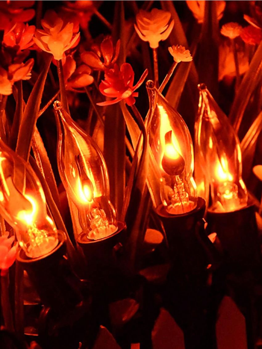 Couah Halloween Lights 10 FT C18 Retro Flickering Flame Lights with 11 Flame Light Bulbs Twinkle Halloween String Lights Indoor and Outdoor Halloween Decoration-Green Wire (1 Spare E12 Base Bulb)